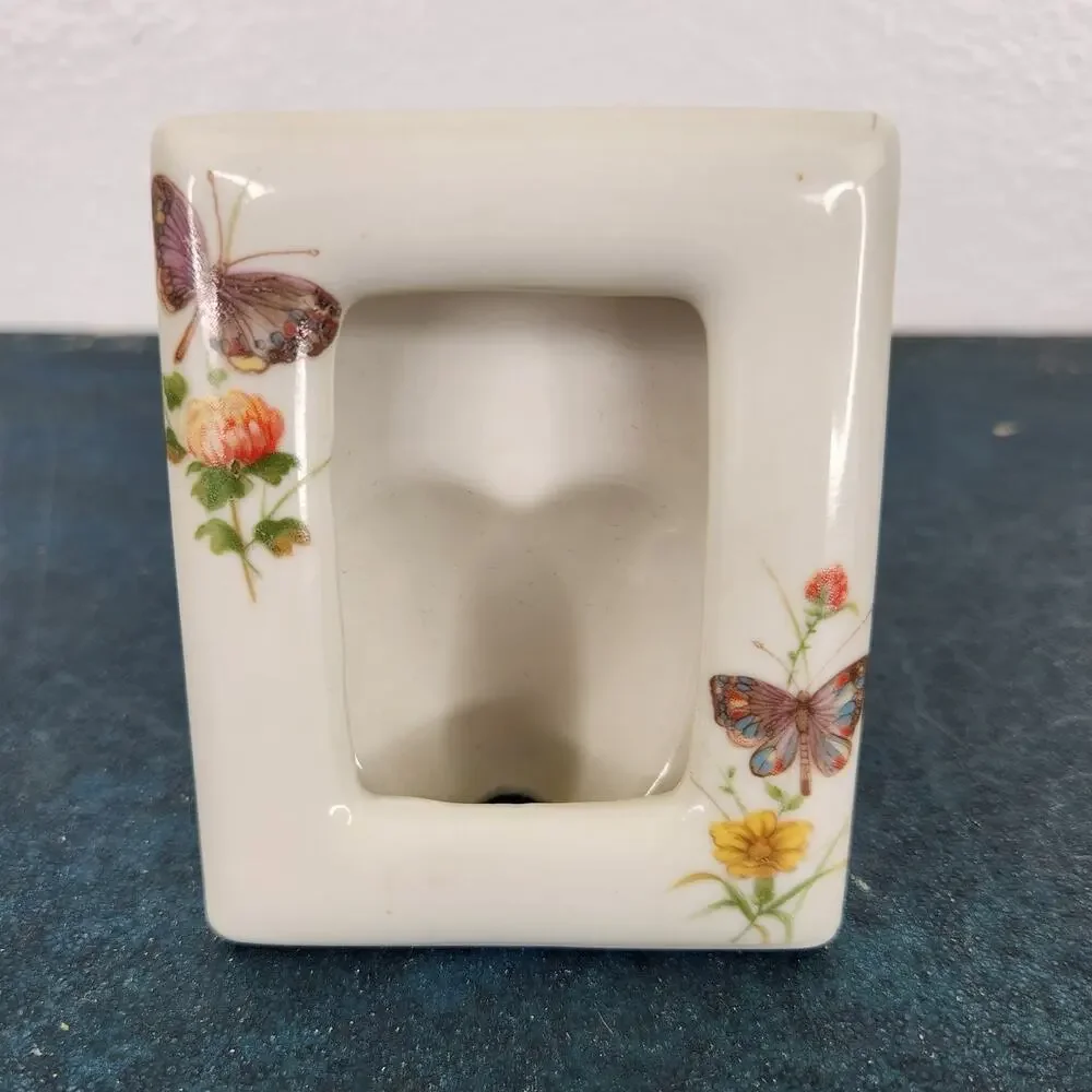Takahashi Japan Porcelain Butterfly Floral Picture Frame Fairy Core Shabby Chic